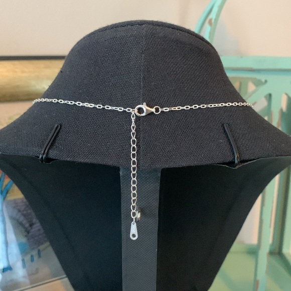 Blue and Green Floral Glass 3 Dimenisional Heart Pendant on a Delicate 925 Chain - Picture 9 of 13